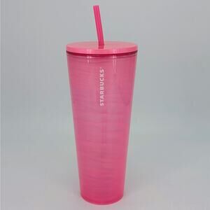 Starbucks Pink Swirl Tumbler 24oz Venti Cold Cup 2020 Magenta Marble Bubblegum